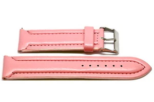 24MM PINK PADDED STITCHED SYNTHETIC FAUX LEATHER FASHION WATCH BAND STRAP - Picture 1 of 2