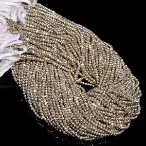 Natural Silver Coated Pyrite Gemstone Round Faceted Beads 3X3mm Strand 13" GB418 - Picture 1 of 2
