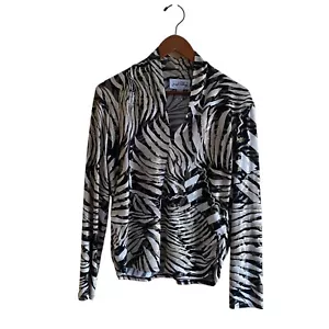 Jospeh Ribkoff Blouse Woman 14 Animal Print Sparkle Sheer Ruching V Neck Office - Bild 1 von 16