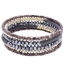PULSERA G9 Brazalete Bobina de Alambre Puño Malla Tono Dorado Cuentas Mixtas NUEVO - Imagen 1 de 1