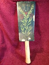 ANTIQUE dated 1862 HANDPAINTED DECORATED WOOD TOOL BEATER  SWEDEN SWEDISH