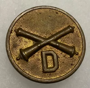Pre WWII Army Enlisted Artillery Company D Collar Disc Insignia Pin Screw Back - Picture 1 of 2