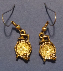Drummer Drums Earrings 24 Karat Gold Plate Drum Set Band - Picture 1 of 3