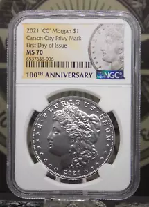 2021 "CC" Morgan SILVER Dollar 100th Anniversary $1 NGC MS70 #006 FDOI ECC&C Inc - Picture 1 of 5