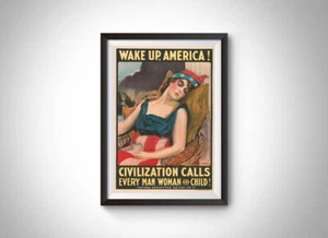 ¡Despierta, América! Póster de propaganda vintage (1917) - Imagen 1 de 3