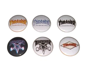1" SET 6 THRASHER MAGAZIN ANSTECKKNOPF ABZEICHEN PINS PINBACK [P225] - Bild 1 von 2