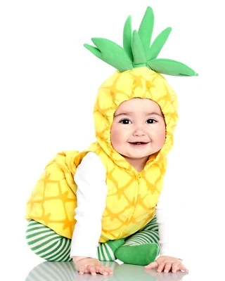 CARTER'S BABY GIRL 3PC PINEAPPLE PLUSH FLEECE HALLOWEEN COMPLETE COSTUME 18M - Imagem 1 de 2