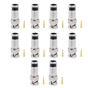 10PCS Adattatore Connettore a Compressione BNC Durevole per Telecamera CCTV RG6 Cavi Coassiali - Foto 1 di 12