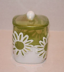 Jumping Beans Flower Power Green Floral Cotton Ball Jar Container Bathroom NEW - Picture 1 of 2