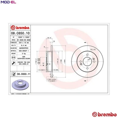 2x BRAKE DISC 08.C650.11 FOR HYUNDAI B3LA/G3LA 1.0L 3cyl GRAND i10G4LA 1.2L - Image 1 of 4
