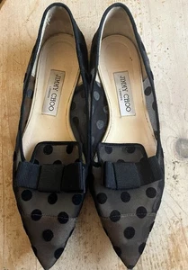 Jimmy Choo Women’s Sheer Polka Dot Leather Sole Pointed Toe Flats UK6 EU39 - Picture 1 of 6
