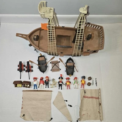 Vintage Playmobil Pirate Ship Lot – Complete Adventure Set with Figures, Cannons - Image 1 of 4