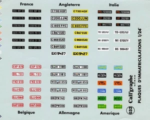 GENERIC PLATE  PLATE  /  PLAQUE   Starter DECALS 1/24 - Foto 1 di 1