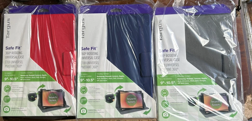 Targus Safe Fit 3 Colours 360 Rotating Protective Case 9"-10.5”