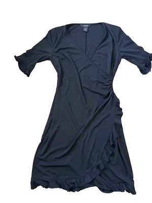 Vestido Express Wrap Mujer Talla 11 12 Negro Hasta la Rodilla Manga 3/4 Clásico Foto 1 de 4