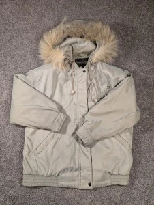 Forecaster Of Boston Women's Small Light Gray Winter Jacket With Fur Hood Vintag - Picture 1 of 12
