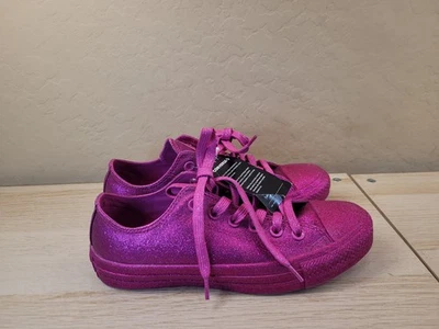 Converse Chuck Taylor All Star Shoes Womens Size 7 Pink Glitter Low Top 164550C - Image 1 of 4
