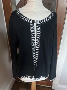 Roman Original Women’s Eve Cardigan Black/white Zebra Print Diamonte Trim Sz 22 - Picture 1 of 8