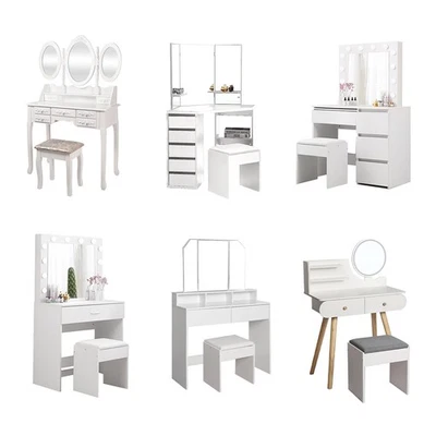 Levede Dressing Table Vanity Set Makeup Mirror Stool Desk Drawers Dresser LED - image 1 of 4