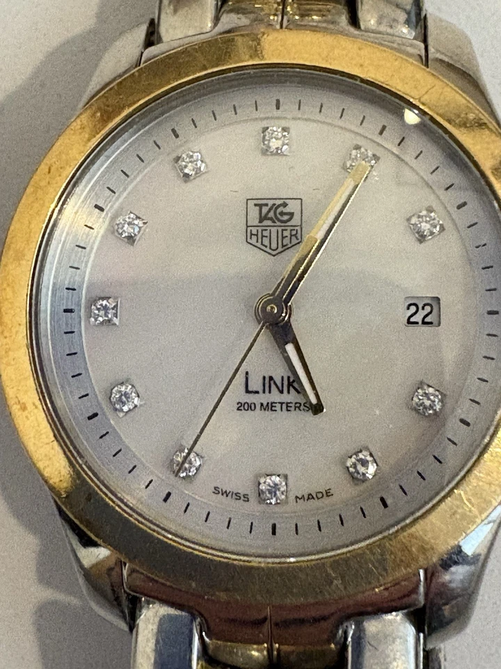 TAG Heuer Link womens Watch WJF1353 MOP & diamond dial  SS and 18kbezel fit 6.5” - Image 1 of 4