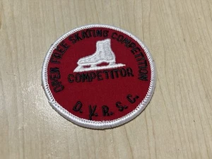 Open Free Skating Competition Competitor Patch Red D.V.R.S.C. Figure Ice Skate C - Picture 1 of 5