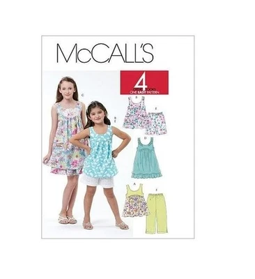 McCalls Sewing Pattern 6065 Top Dress Shorts Capri Pants Girls Size 3-6 - Image 1 of 3