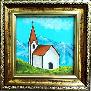 Mini pintura religiosa de iglesia pintura enmarcada obra de arte cristiana 3X3 pulgadas - Imagen 1 de 10