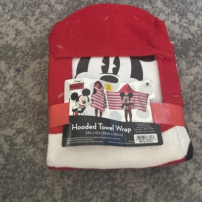 Disney Topolino Asciugamano da Bagno con Cappuccio Avvolgente Spiaggia - 100% Cotone 22" X 51" NUOVO - Immagine 1 di 3