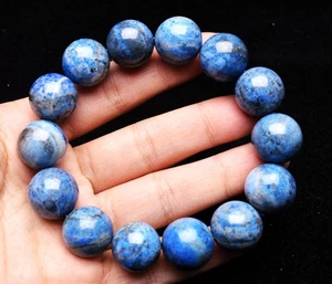16mm Natural Royal Blue Lapis Lazuli Crystal Gemstone Round Beads Bracelet AAA - Picture 1 of 5