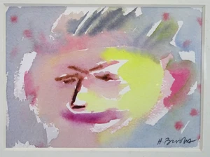 CUTE ORIGINAL WATERCOLOR HOLLY BROOKS PORTLAND MAINE ARTIST FRAMED TO 12"X10.5" - Picture 1 of 5