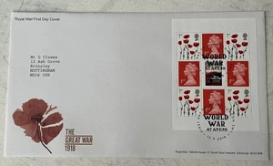 GB QEII 2018 The Great War Prestige Machin Poppy Pane RM FDC London SW1 SHS - Bild 1 von 4
