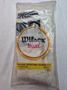 Mens VTG Socks Wilson Black Striped Crew 1980s NOS Size 10-13 Wool Nylon Orlon - Picture 1 of 10