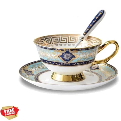 Juego de tazas y platillos de porcelana de hueso estilo euro, taza de café de té de cerámica para cocina casera... Foto 1 de 4