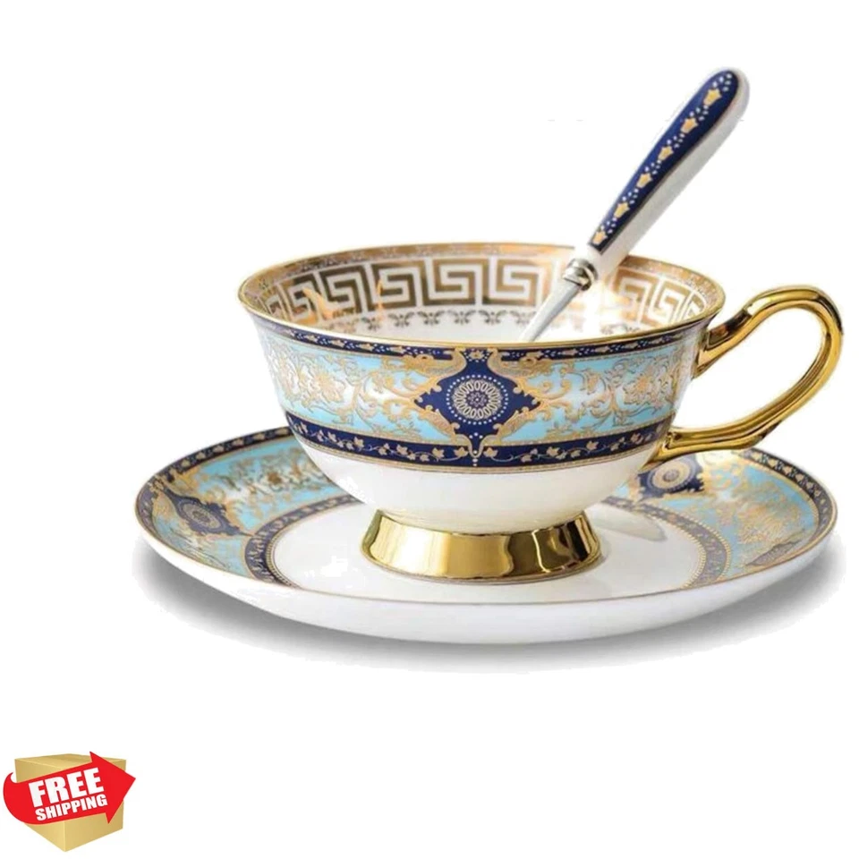 Juego de tazas y platillos de porcelana de hueso estilo euro, taza de café de té de cerámica para cocina casera... Foto 1 de 4