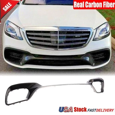 Cubiertas de ventilación de aire labio parachoques delantero de carbono real para Mercedes Benz W222 S63 S65 18UP Foto 1 de 4