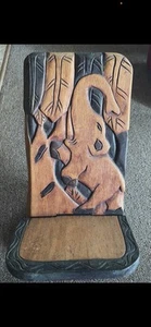 Vintage 1990s Hand Carved African Elephant 2 Pc Chair Two Piece Made In Kenya - Picture 1 of 6