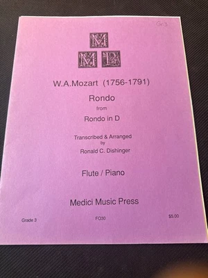 W.A. Mozart Rondo Rondo in D Flute & Piano Medici Music Press Book - Image 1 of 3