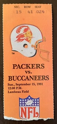 Green Bay Packers 9/15/1991 ORIGINAL NFL ticket stub vs Tampa Bay Buccaneers - Image 1 of 2