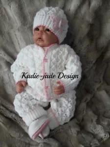 Baby Knitting Pattern #109 - To make a 4 Piece Cardigan Set for 0-3m Baby - Picture 1 of 4