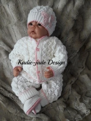 KADIE-JADE Baby Knitting Pattern #109 - To make a 4 Piece Cardigan Set for 0-3m Baby