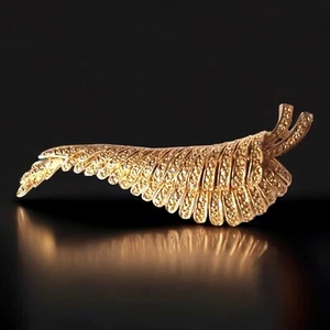 Broche Hoja Tono Dorado Diseñador Firmado 1007 Texturizado Declaración Disfraz De Colección - Imagen 1 de 14