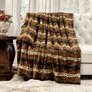 Brushed Leopard Print Faux Fur Throw Blanket – Double-Sided Heavy Soft & Warm - Picture 1 of 47