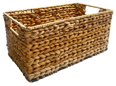 Woven Water Hyacinth Rectangular Basket with Handles 13.5 x 7.5 x 6.5 inches - Image 1 of 4