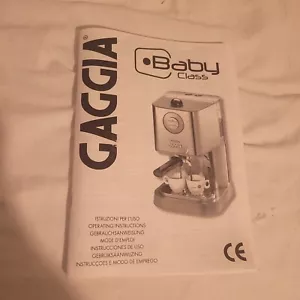 Original Gaggia Baby Class New Baby06 Espresso Machine Part Owner Manual - Picture 1 of 2