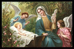 alte AK JESUS KIND VON ENGELN VEREHRT - Bild 1 von 1