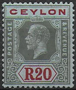 1924 Ceylon Giorgio V 20r black and red-blue MNH SG n. 357 - Imagen 1 de 1