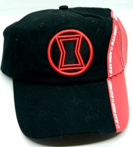 Marvel Black Widow Logo Mens Hat Strap Back Adjustable Faux Leather Baseball Cap - Picture 1 of 8
