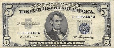 USA   $5  Series of 1953  Block  D - A  Circulated Banknote Z19 - Image 1 of 3