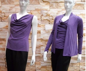 MARKS & SPENCER PER UNA LILA MODAL WASSERFALLAUSSCHNITT TOP & CARDIGAN Größen 8,12,20 - Bild 1 von 8