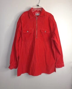 Giacca camicia Marlboro vintage uomo grande rosso velluto a coste 1/4 zip oversize - Foto 1 di 4